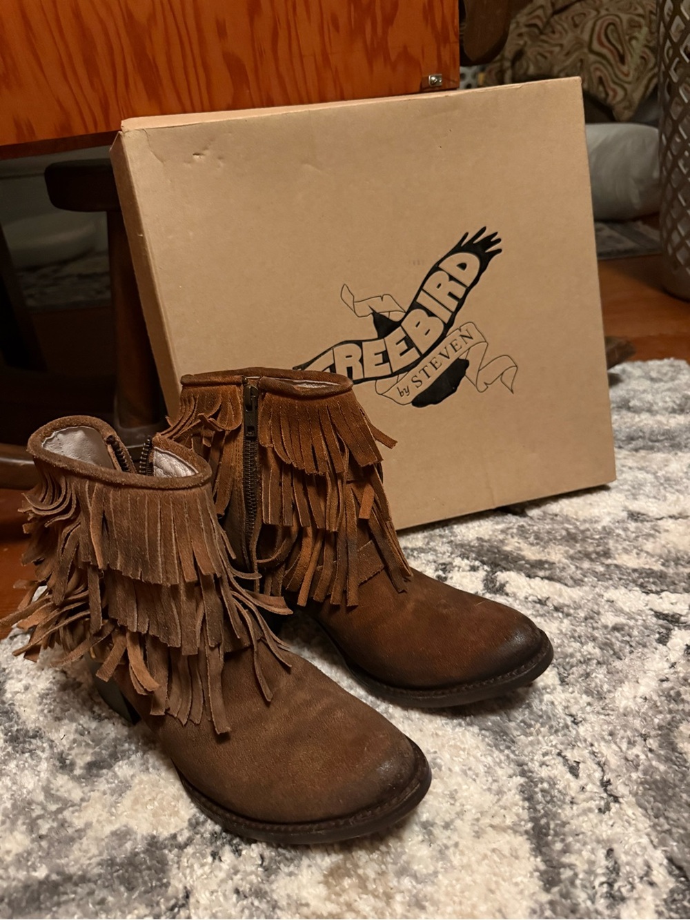 Frye Women’s Brown Suede Fringe Ankle Boots